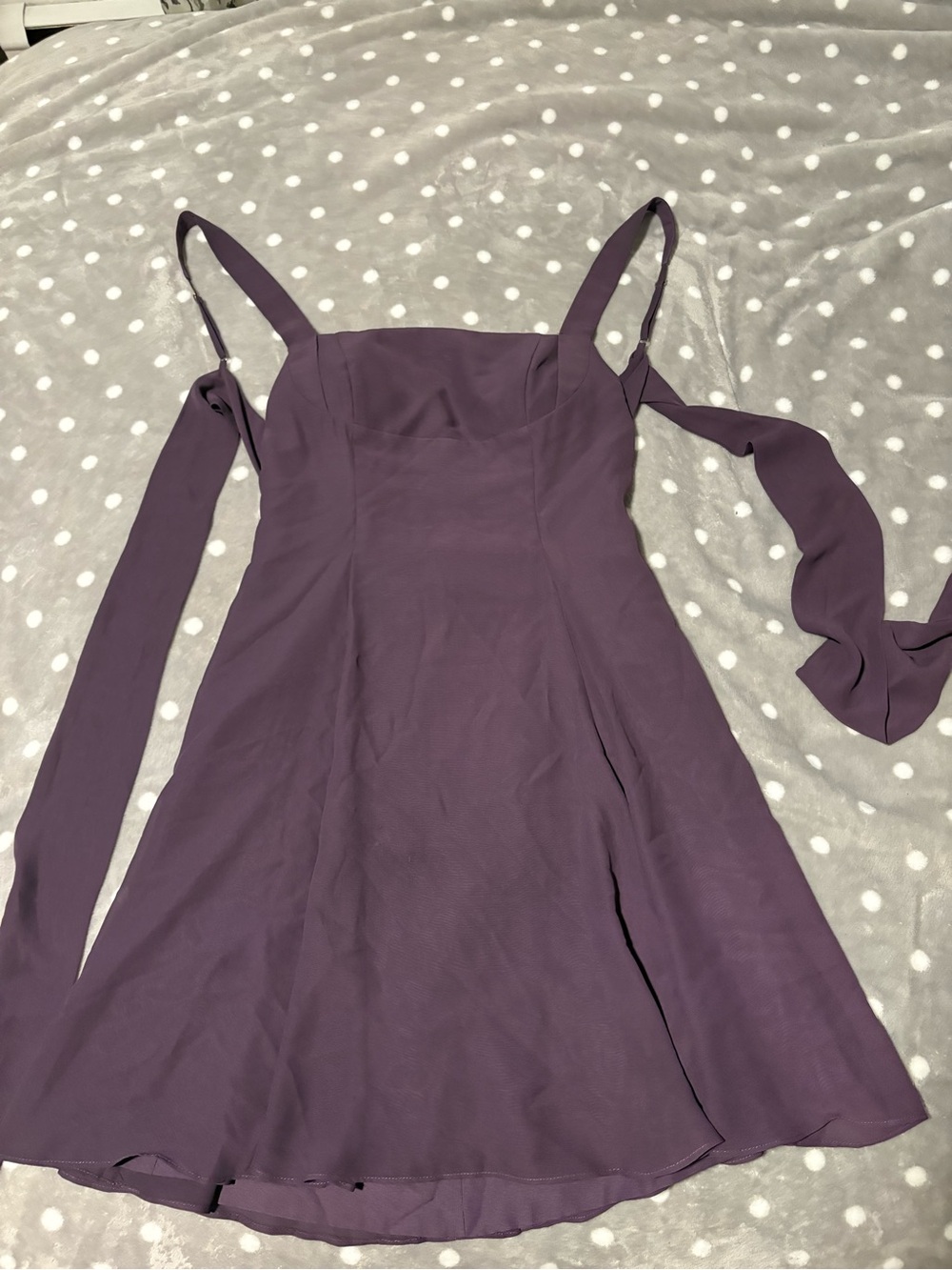 JJs House Plum Tie-Strap A-Line Mini Dress